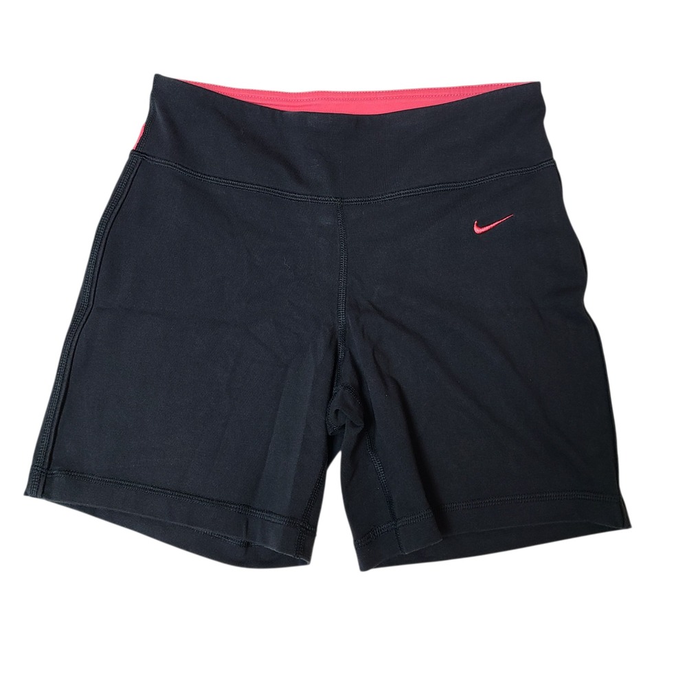 Nike Women's Dri-FIT Gym Yoga Shorts Gray Black Size S Tight Fit High Waisted